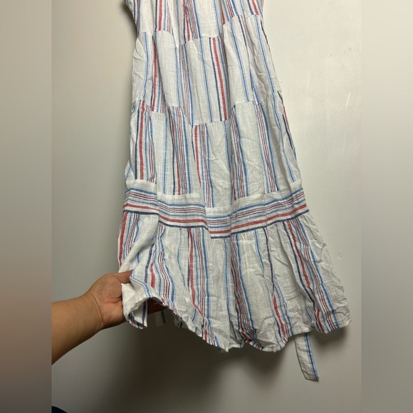 Gap Tall Midi Dress M Linen Blend Striped Summer Vacation Resort Old Money chic - Picture 5 of 16